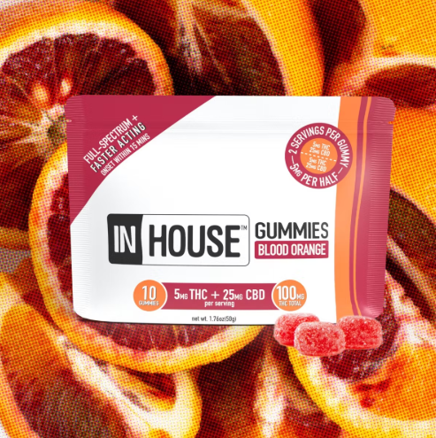 Photograph of product: In House | Blood Orange 1:5 | Gummies | 100mg TH-oui / CBD