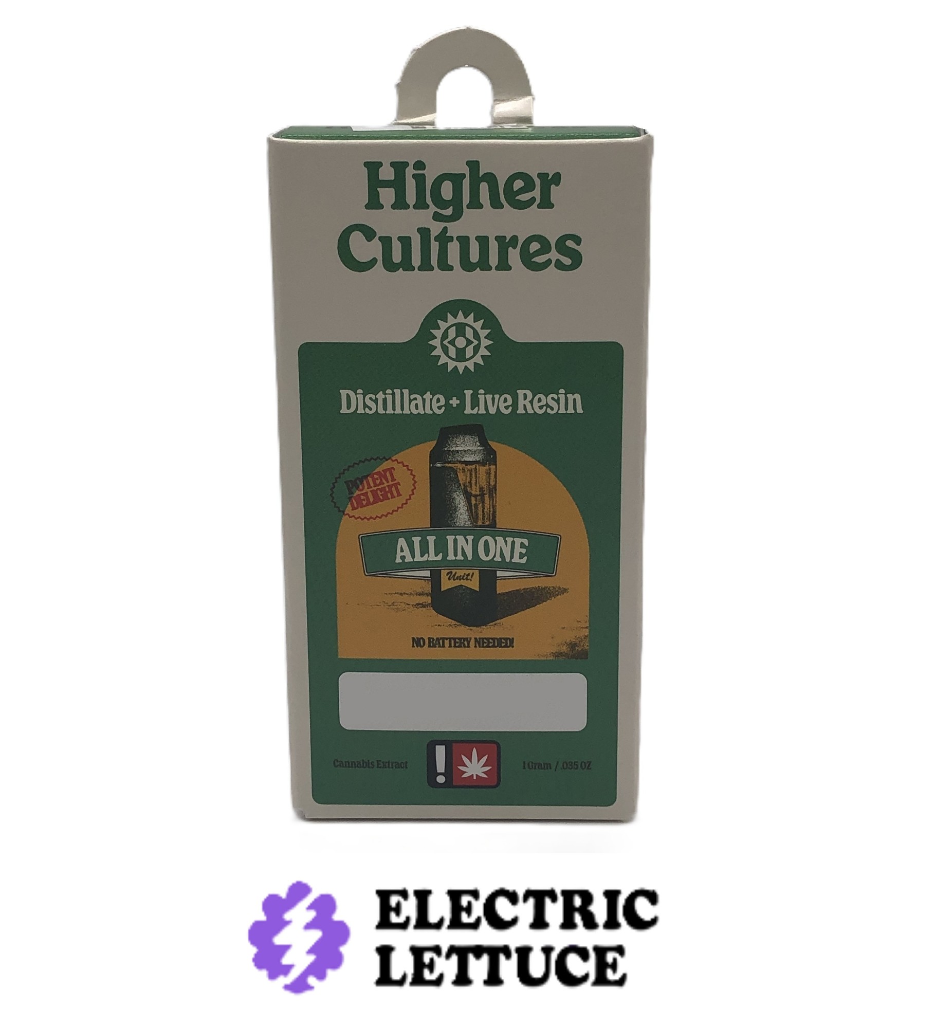 Photograph of product: Higher Cultures Blueberry Kush Distillate + Live Resin AIO 1g