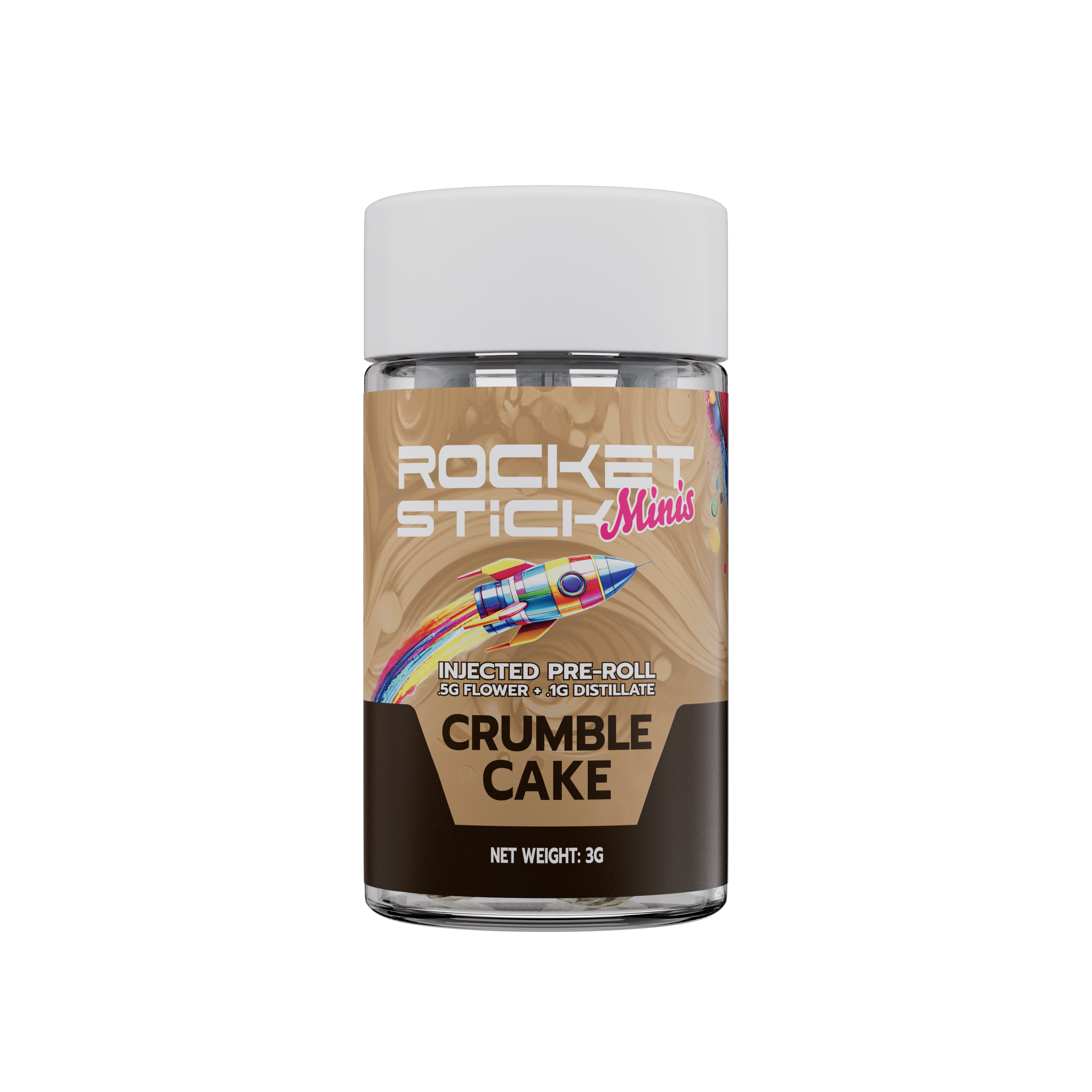 Photograph of product: Rocket Stick | Crumble Cake | 5pk/.6G Distillate/Terp Infused Pre-Roll