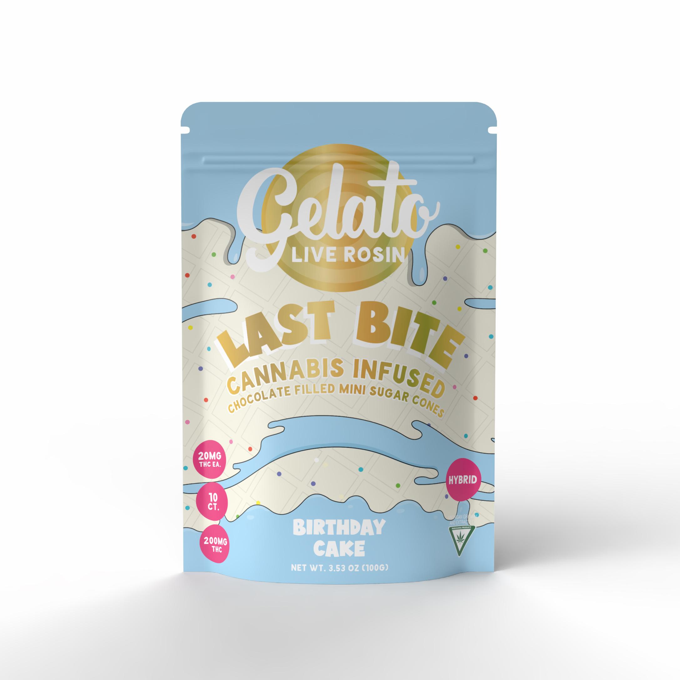 Photograph of product: GELATO | Edible | Chocolate | Rosin Last Bites | Birthday Cake | 200mg