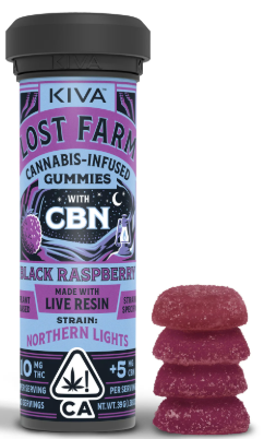 Photograph of product: Black Raspberry x Northern Lights [I] - 100MG CBN 10:5 Live Resin Gummies 10PK