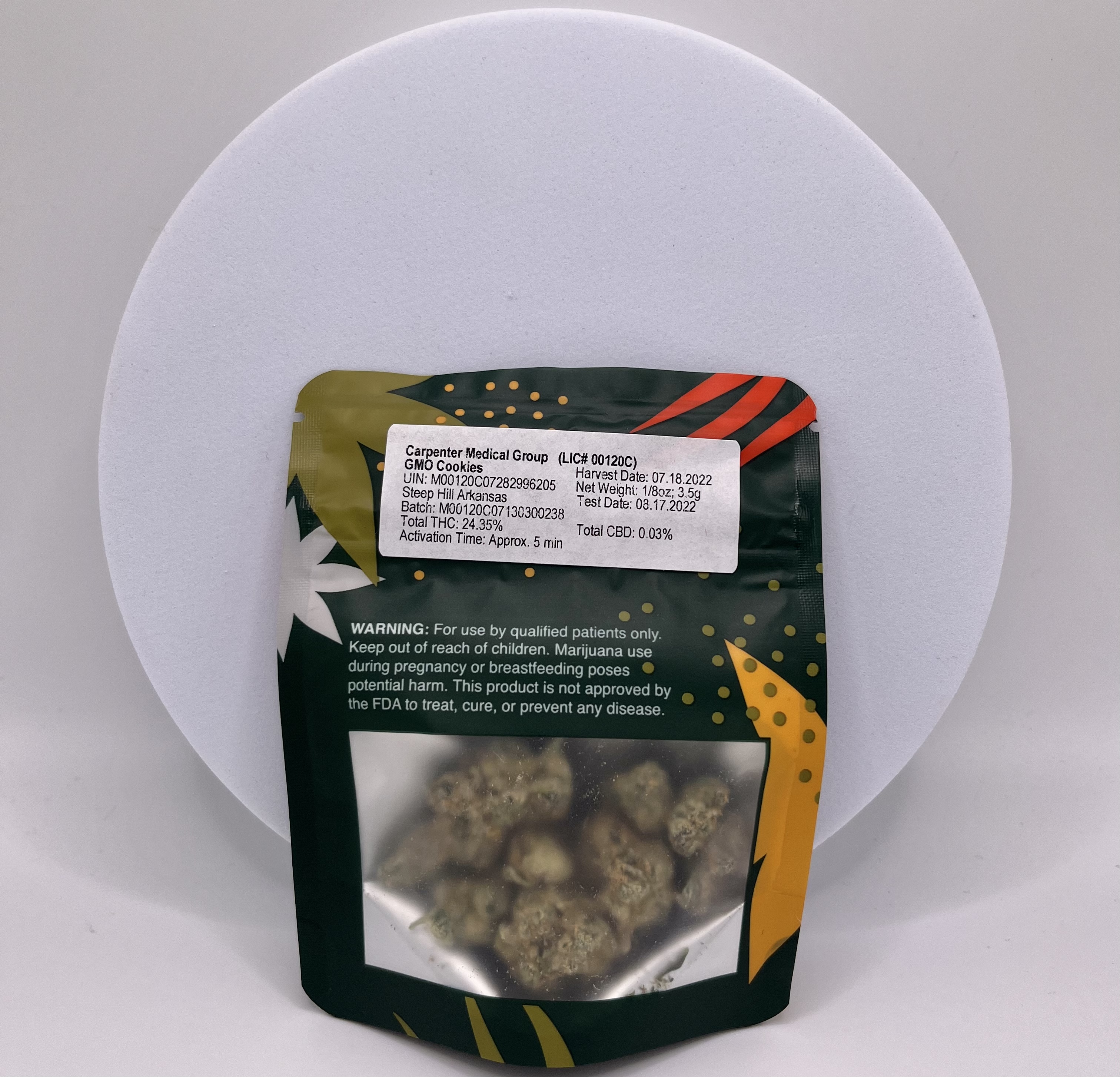 Photograph of product: Carpenter Farms: Flower | GMO Cookies - 3.5g