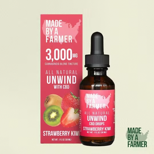 Photograph of product: Made By A Farmer 3000mg CBD Tincture - Unwind Strawberry Kiwi