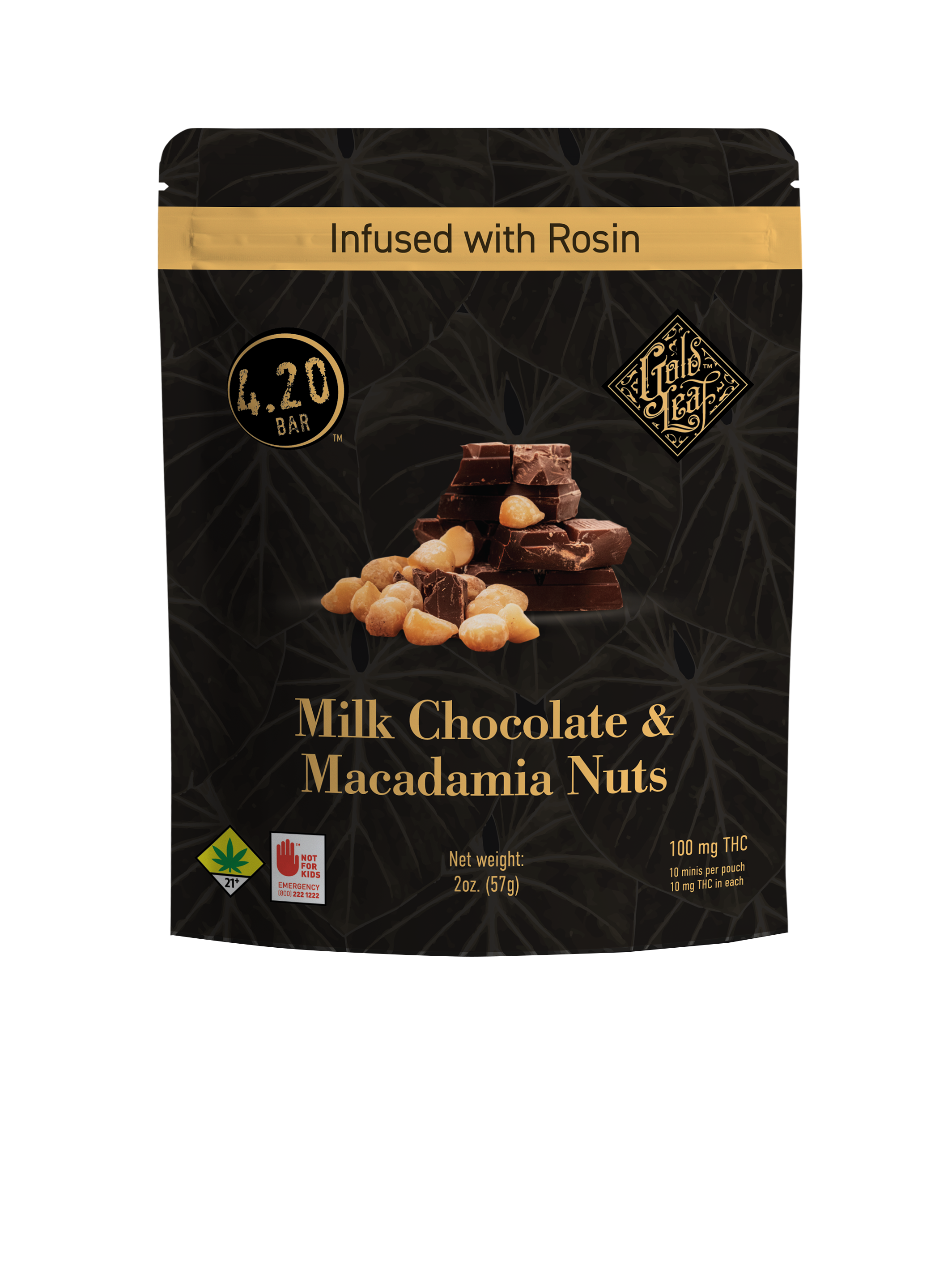 Photograph of product: 420 Mini | Gold Leaf Rosin Milk Chocolate Macadamia | DOH | 10pk | 100mg TH-oui