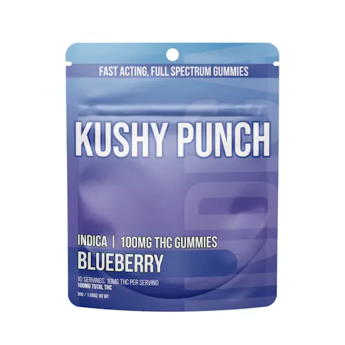 Photograph of product: Kushy | Gummies | Blueberry | 100mg TH-oui