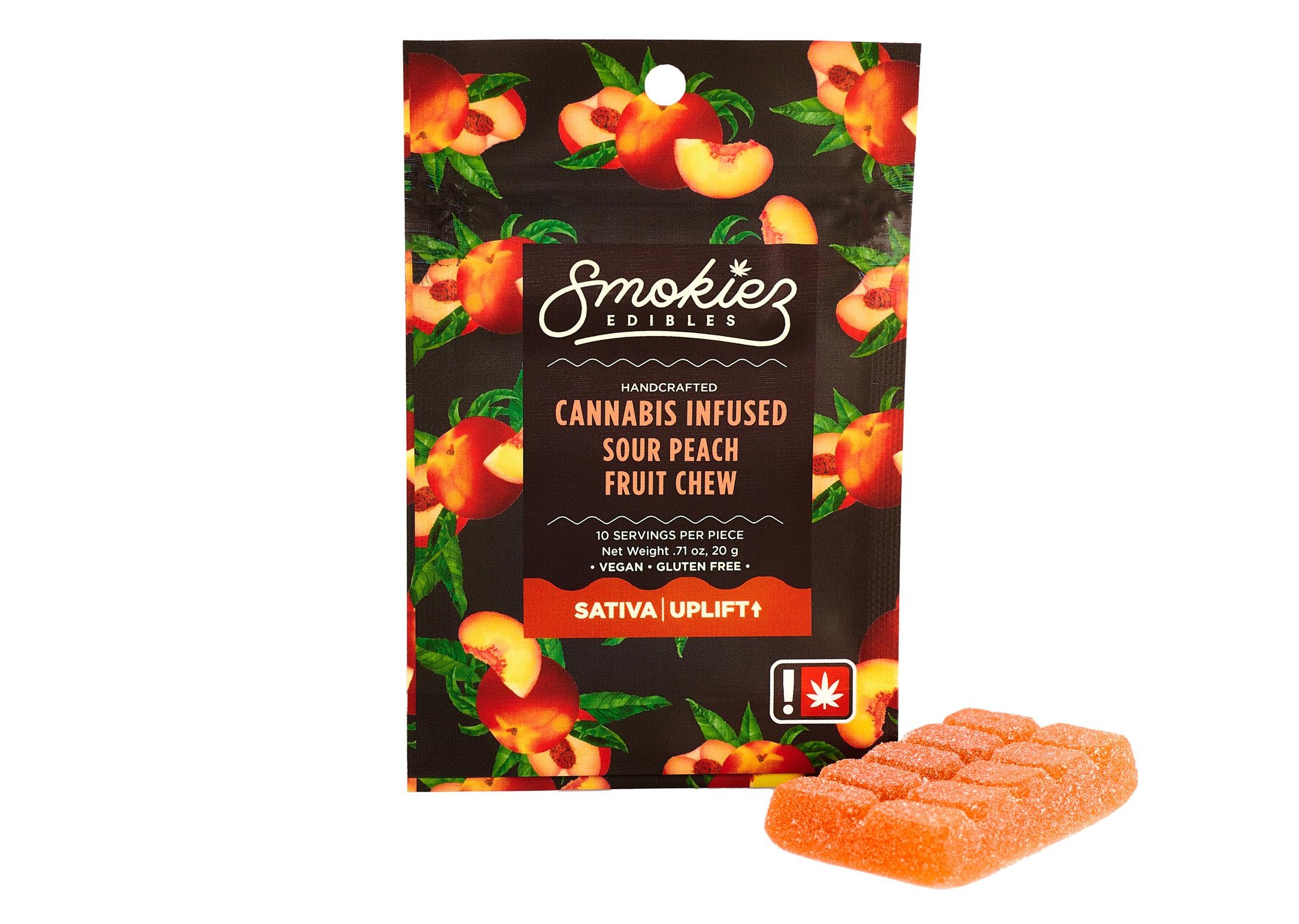 Photograph of product: Smokiez | Sour Peach Oui'd | 100mg Gummy Single