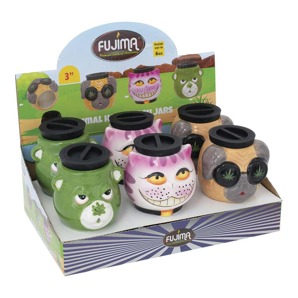Photograph of product: Fujima Animal Head Stash Jar - Assorted Designs