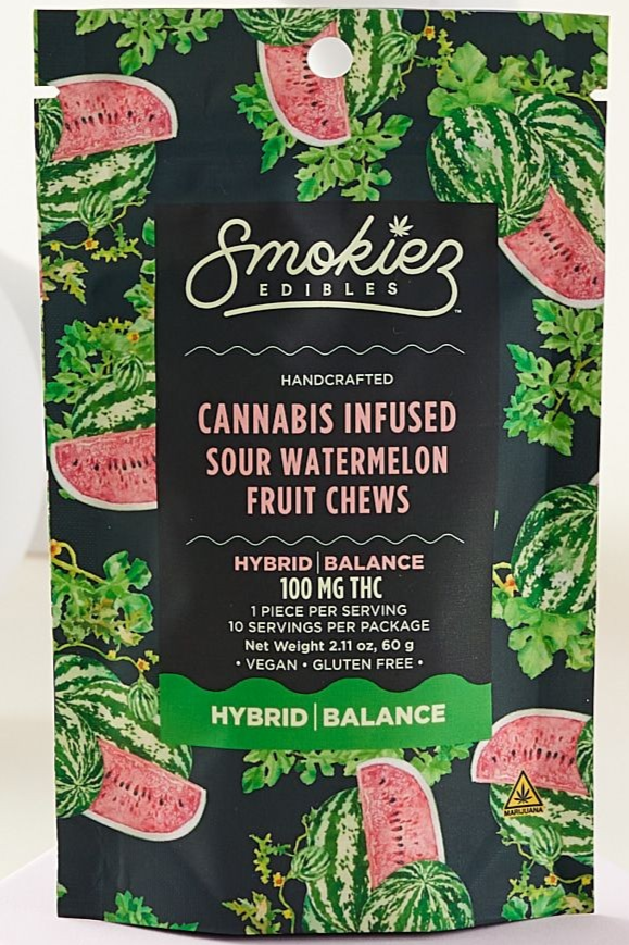 Photograph of product: Smokiez Sour Watermelon Gummies