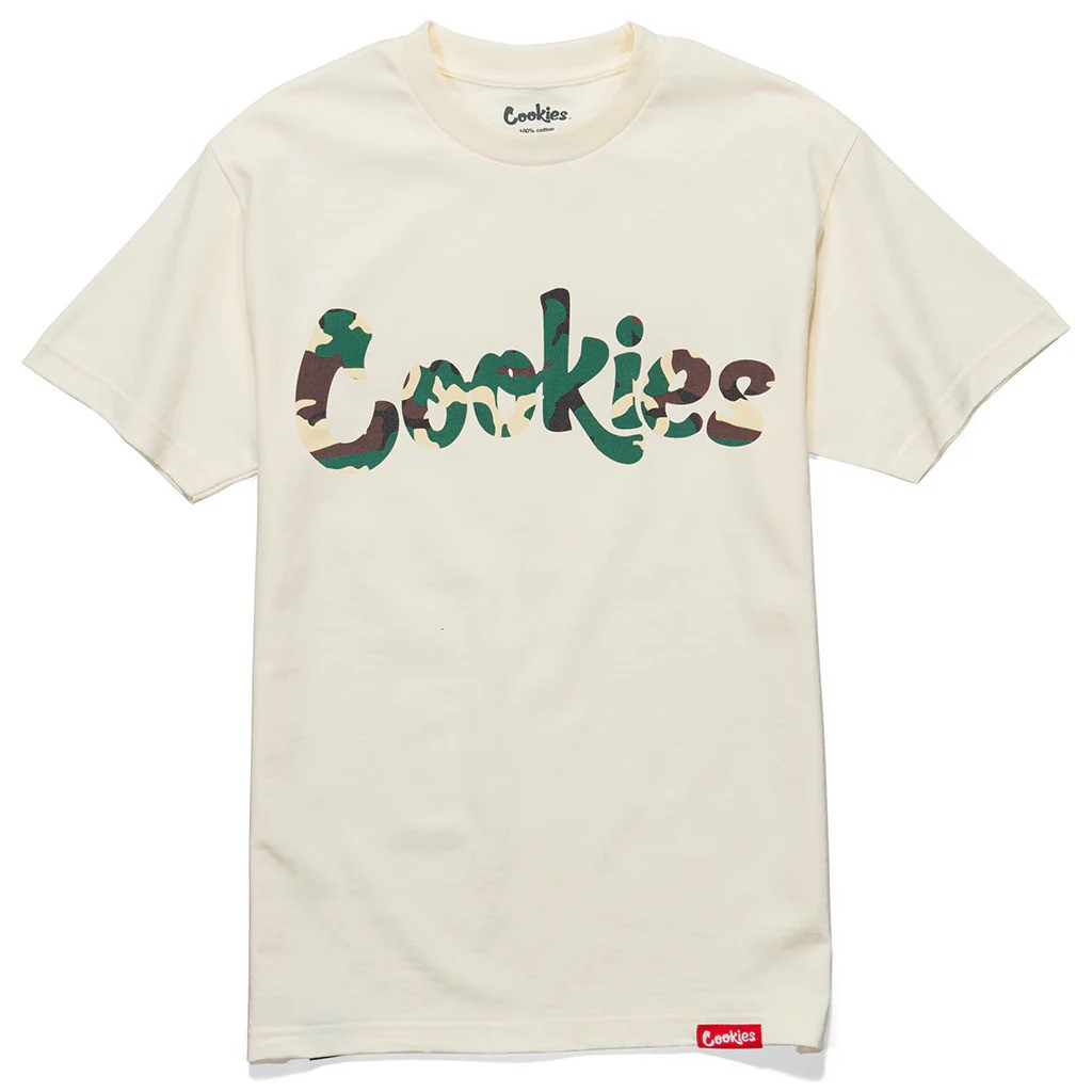 Photograph of product: Cookies - Tee - Original Mint Logo - Cream/Green Camo - 3XL