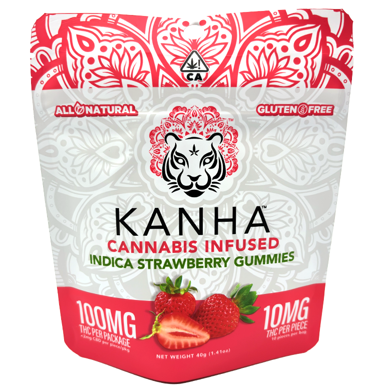 Photograph of product: Classic Indica Strawberry Gummies | 40G 100MG 10PK