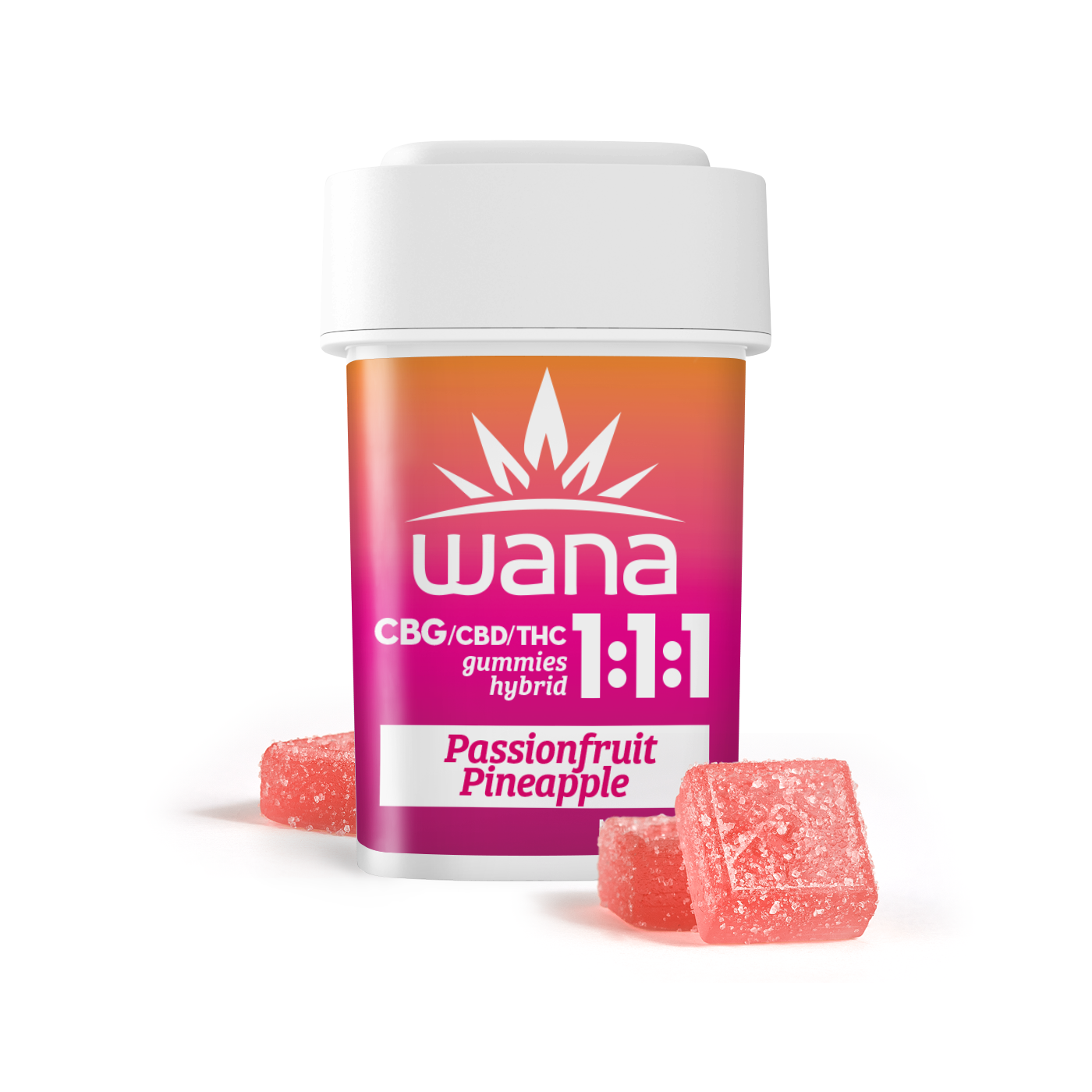 Photograph of product: Wana - 1:1:1 CBD/CBG/THC Gummy - Passionfruit Pineapple