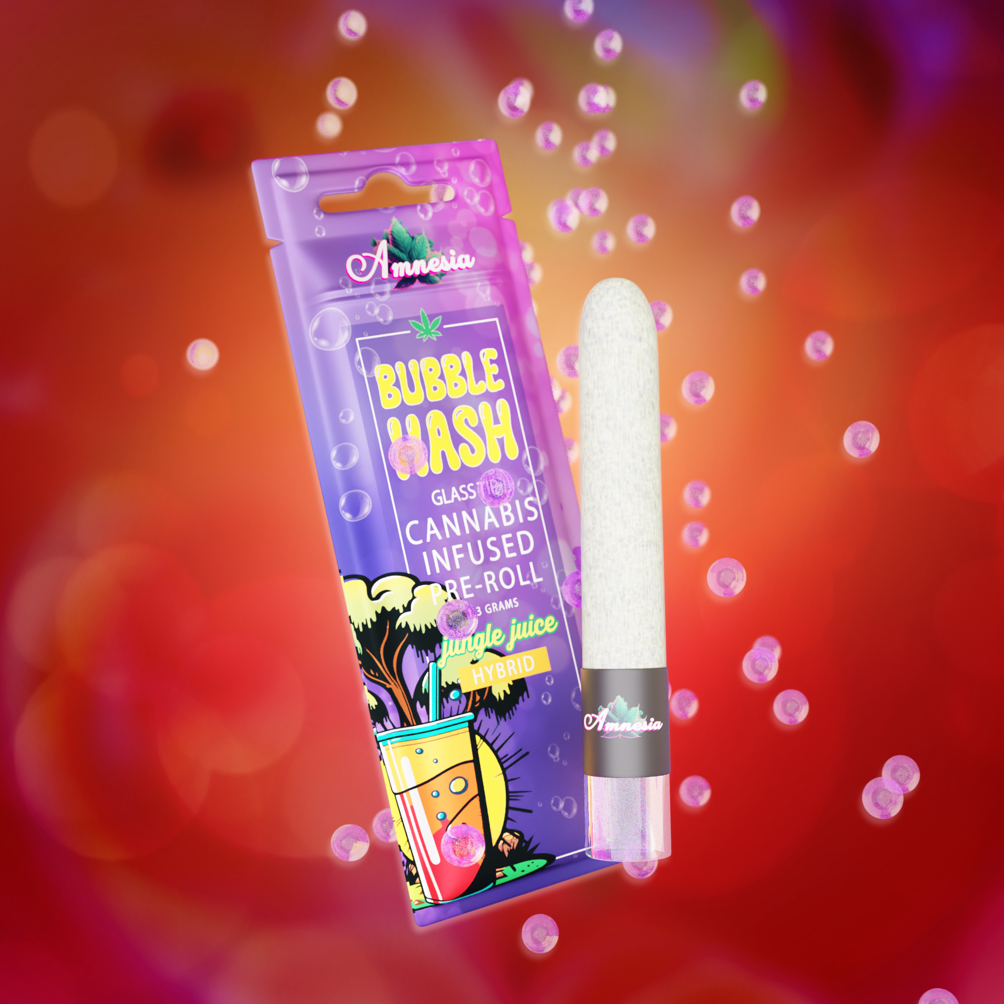 Photograph of product: Amnesia - Jungle Juice Bubble au chocolat Infused Pre-Roll 1.3g