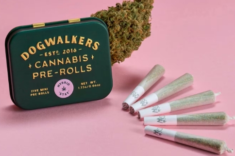 Photograph of product: Dogwalkers "Stay" Pre-Roll Pack | .35g Each 5 Pack | Strawnana