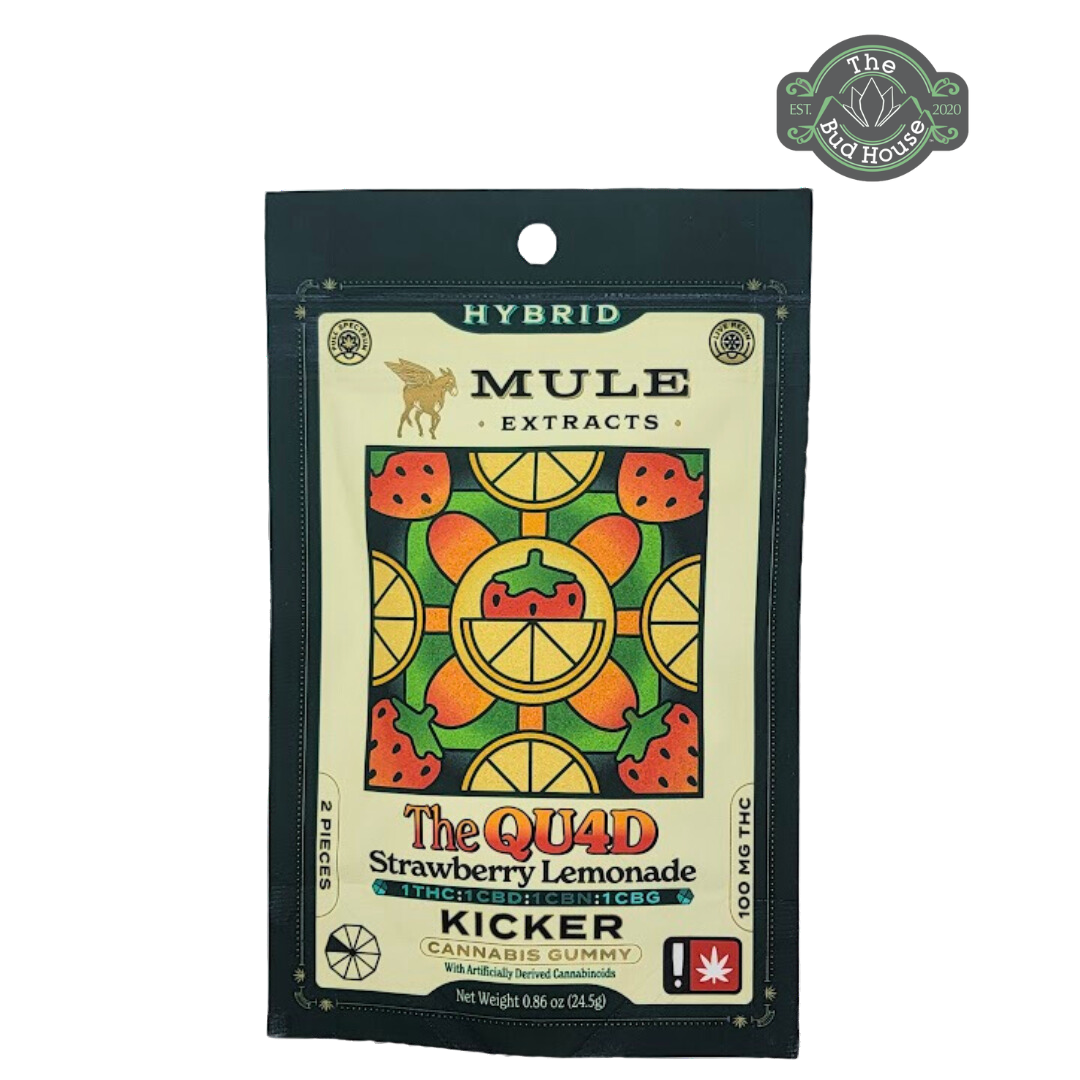Photograph of product: Mule Extracts 2pk STRAWBERRY LEMONADE 1:1:1:1 KICKER 100mg Gummy