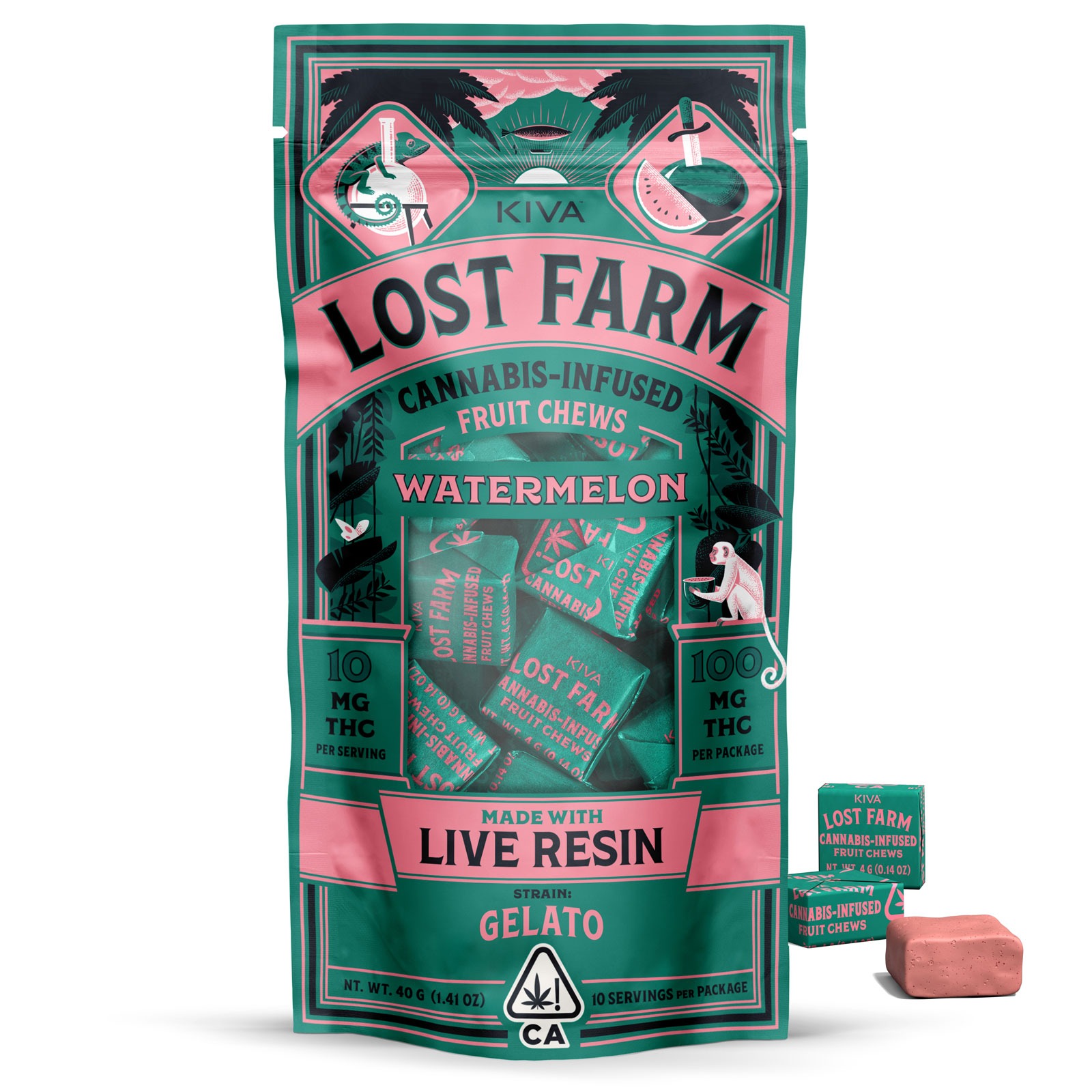 Photograph of product: Lost Farm - Watermelon Gelato (h) - Live Resin Chews - 100mg