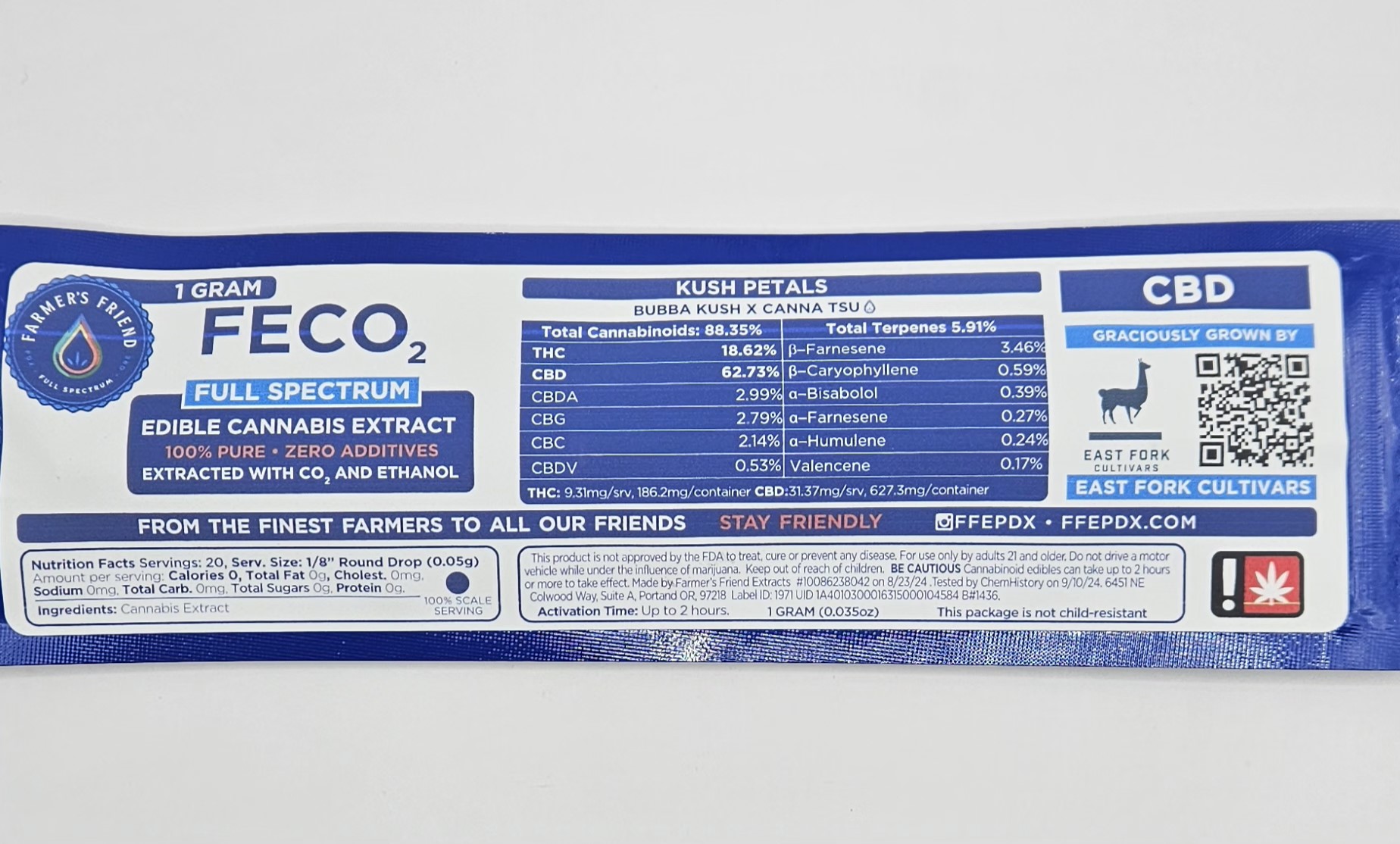 Photograph of product: Farmer's Friend - Kush Petals 3:1 CBD FECO