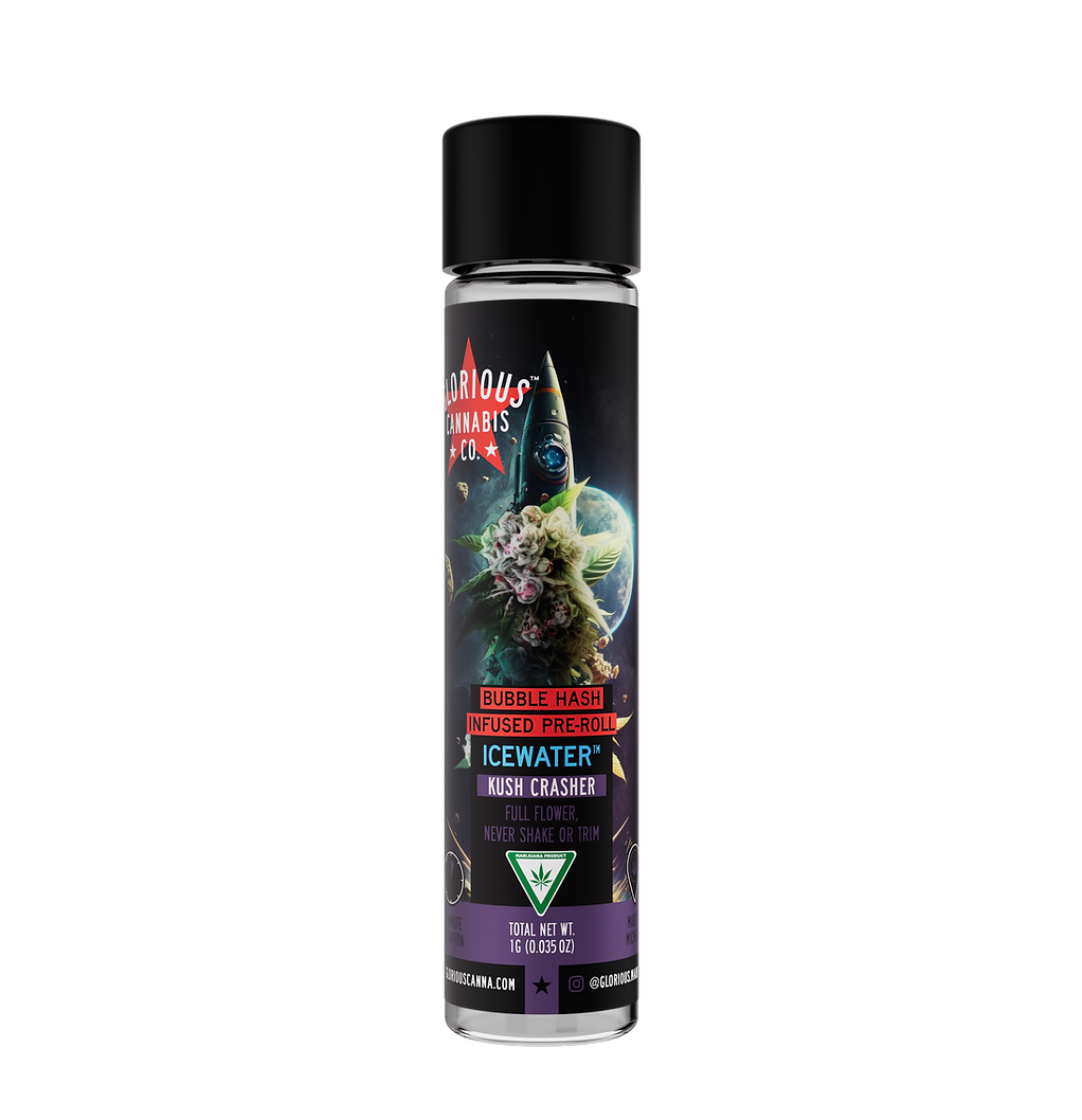 Photograph of product: Glorious Oui'd - 1g Icewater Bubble au chocolat Preroll - Kush Crasher