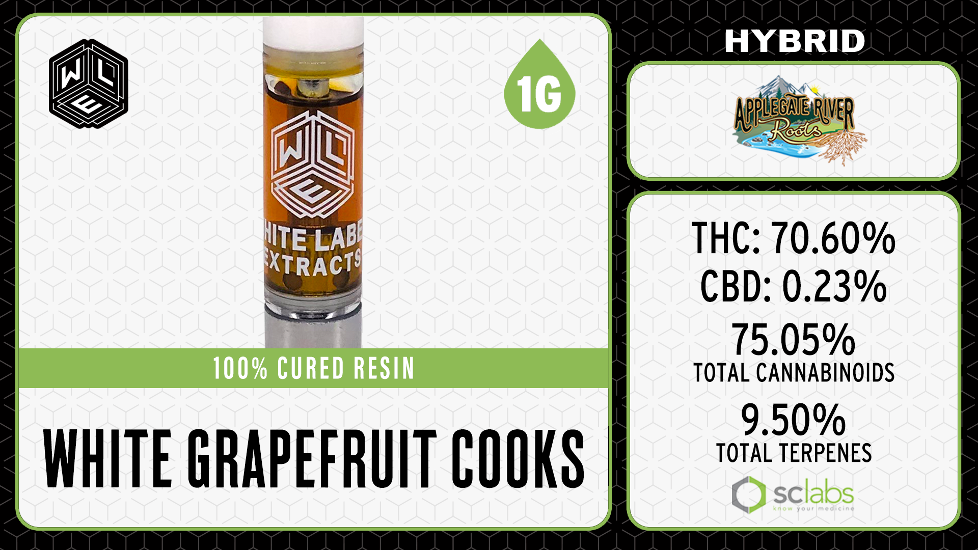 Photograph of product: Cartridge - White Label Extracts - 1g Cured Resin - White Grapefruit Cooks