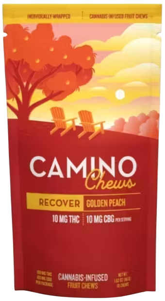 Photograph of product: 1:1 Recover: Golden Peach - THC:CBG Chews (100mg)