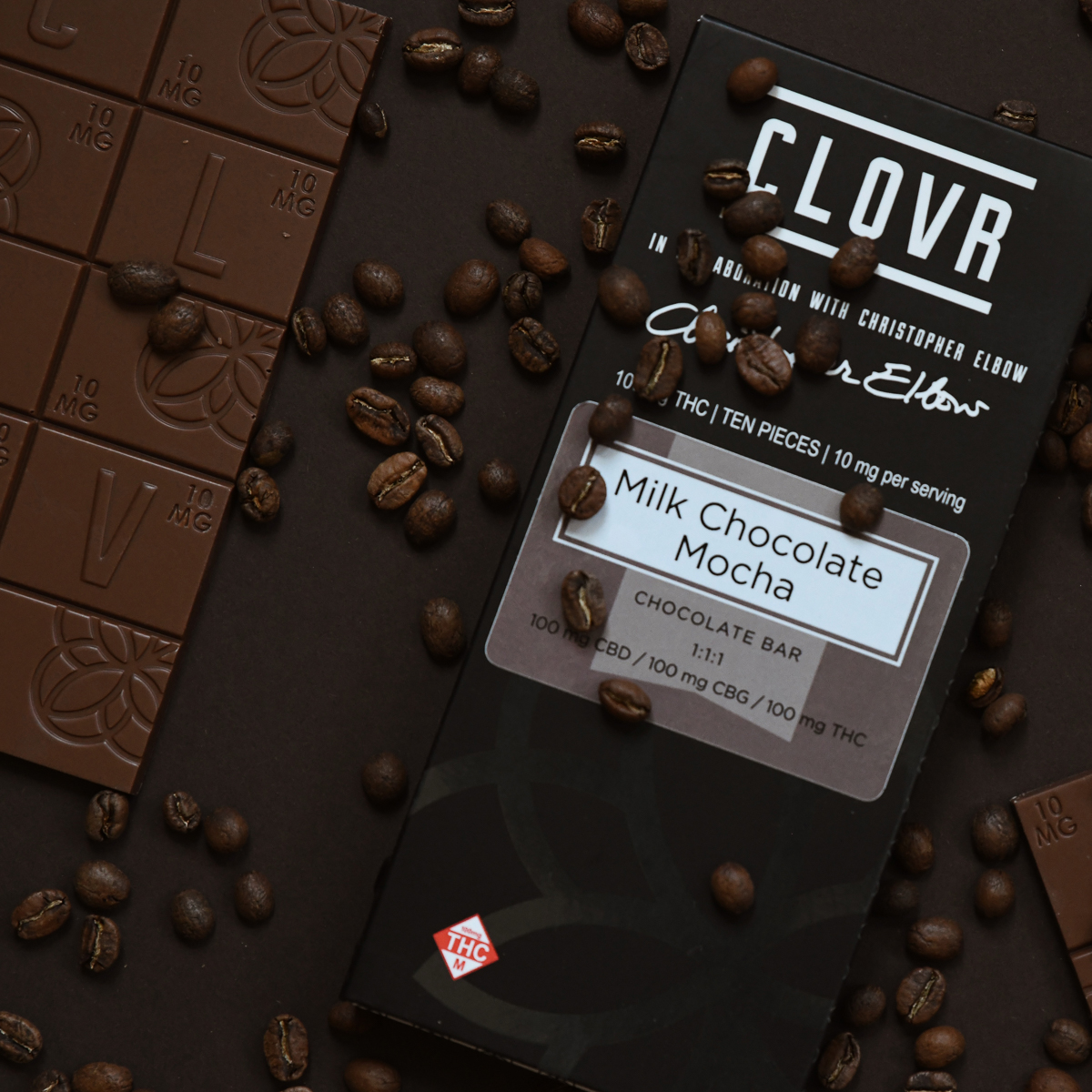Photograph of product: Clovr-Chocolate Bar-Mocha-1:1:1-100mg
