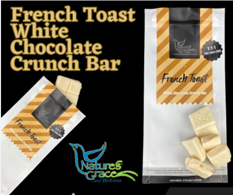Photograph of product: French Toast - 1:1:1 (TH-oui/CBD/CBG) | White Chocolate Crunch Bar