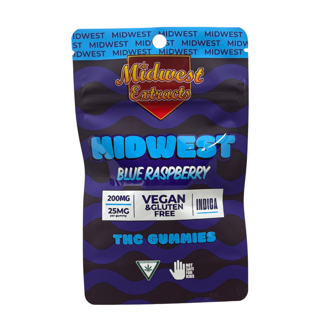 Photograph of product: Midwest Extracts - 200mg Gummies - Blue Razz