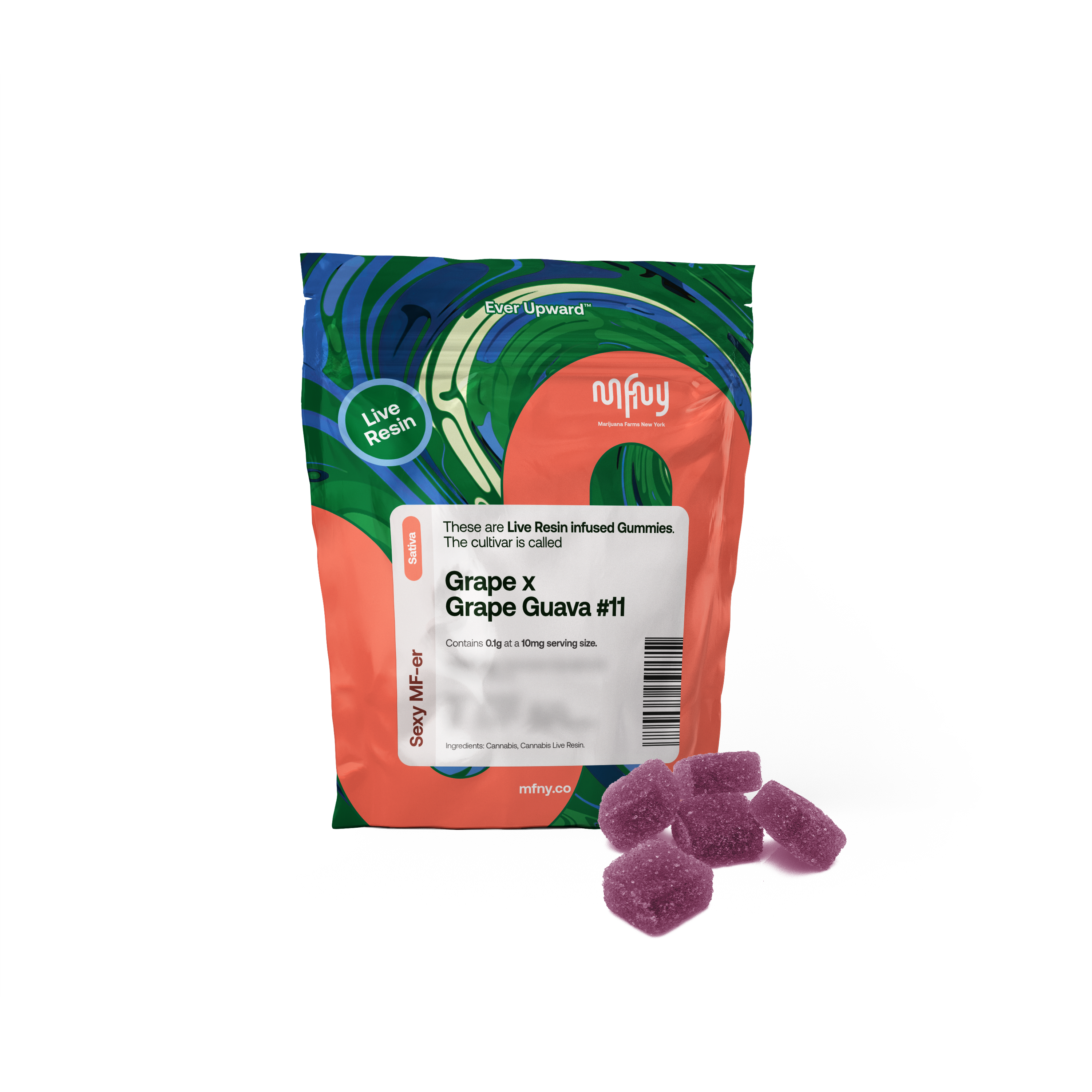 Photograph of product: MFNY | Grape x Grape Guava 11 | Live Resin Gummies | 100mg