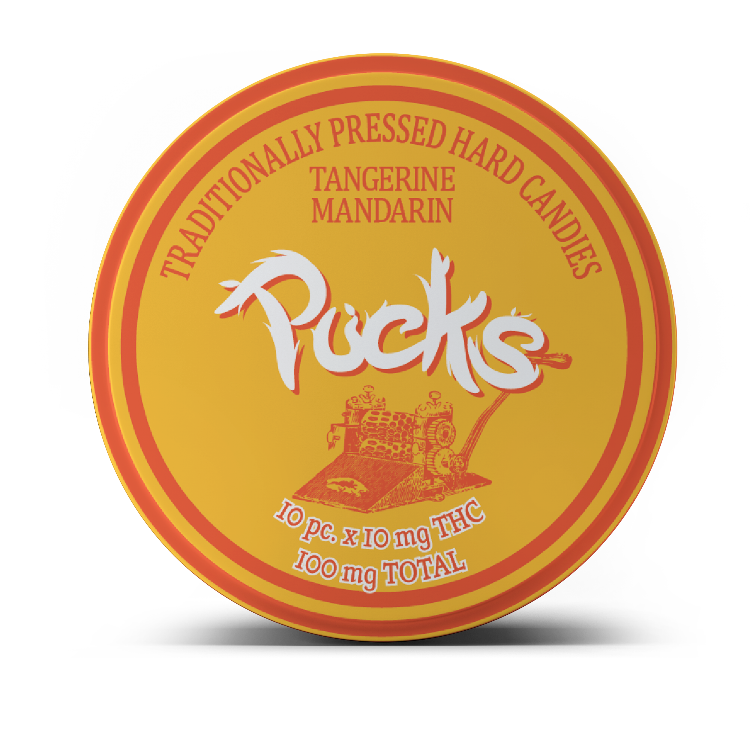 Photograph of product: Pucks Hard Candy 100mg - Tangerine Mandarin