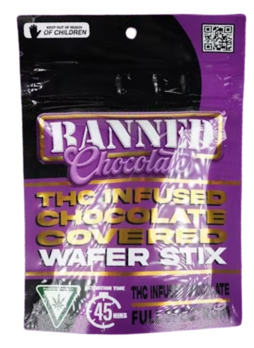 Photograph of product: Banned - Chocolate Wafer Stix 3pk 200mg