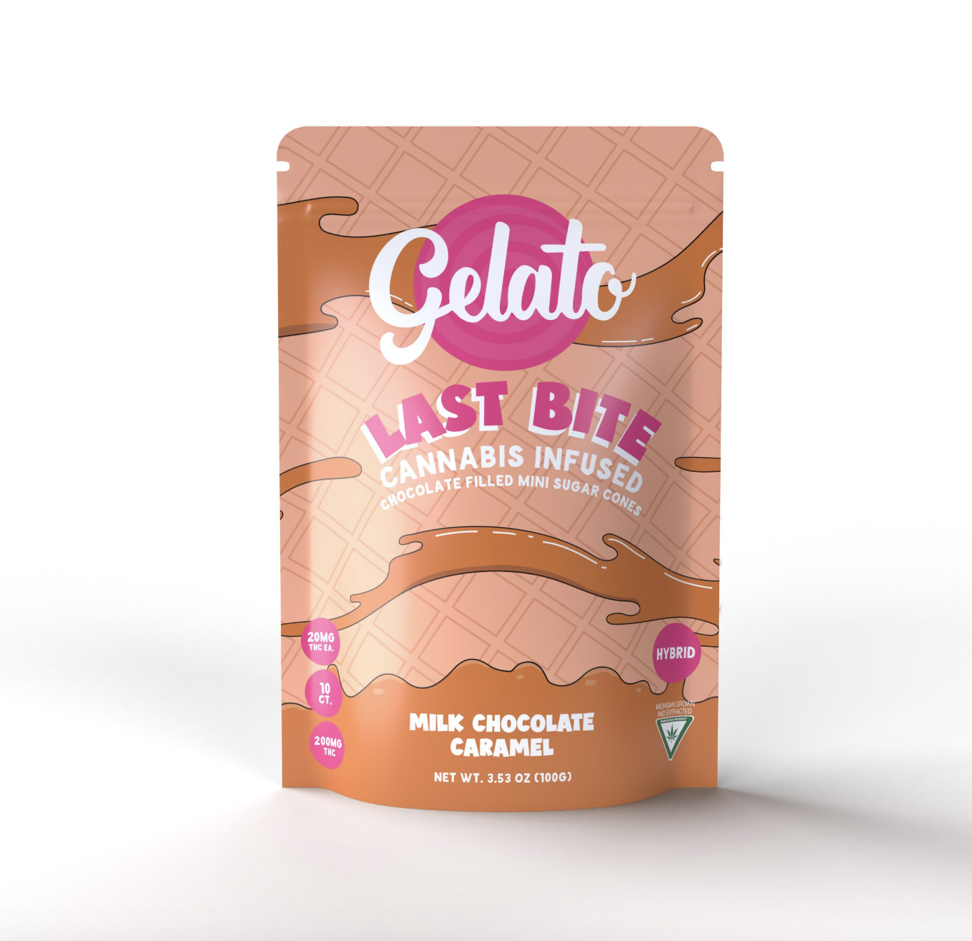 Photograph of product: Gelato: Milk Chocolate Carmel 200MG Last Bites (H)