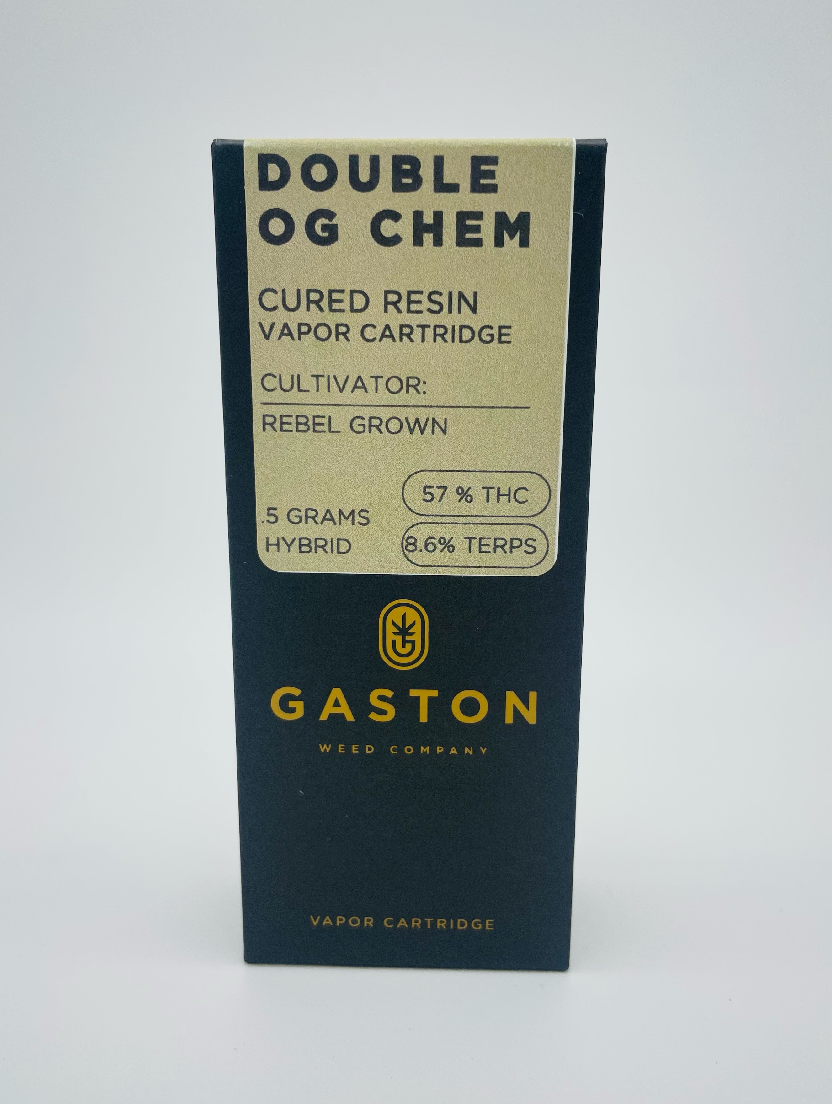 Photograph of product: Gaston |  Double OG Chem Cured Resin Cart  | Cartridge | .5g | 57% TH-oui