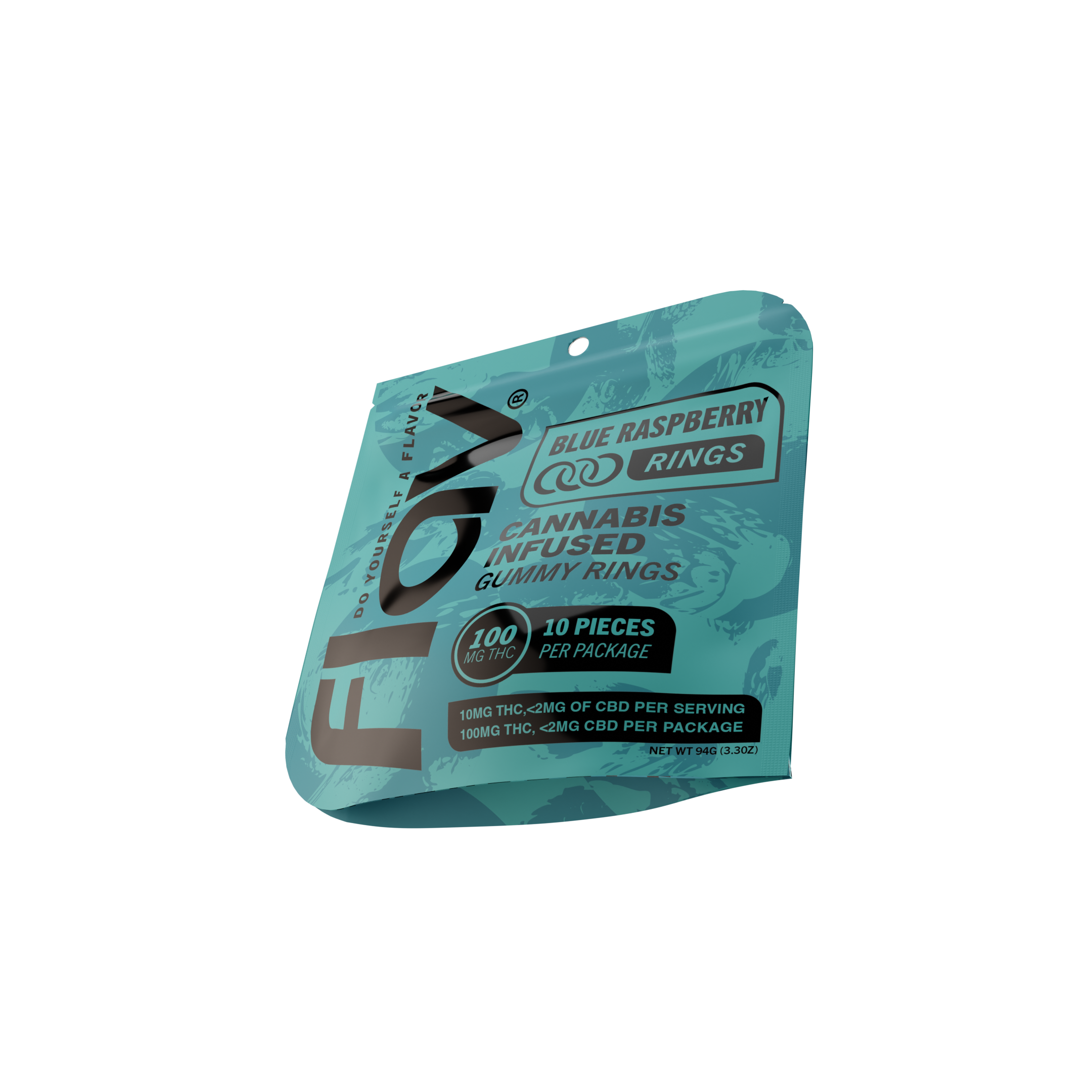 Photograph of product: Edible Gummies | Flav | Blue Raspberry Rings | 100mg