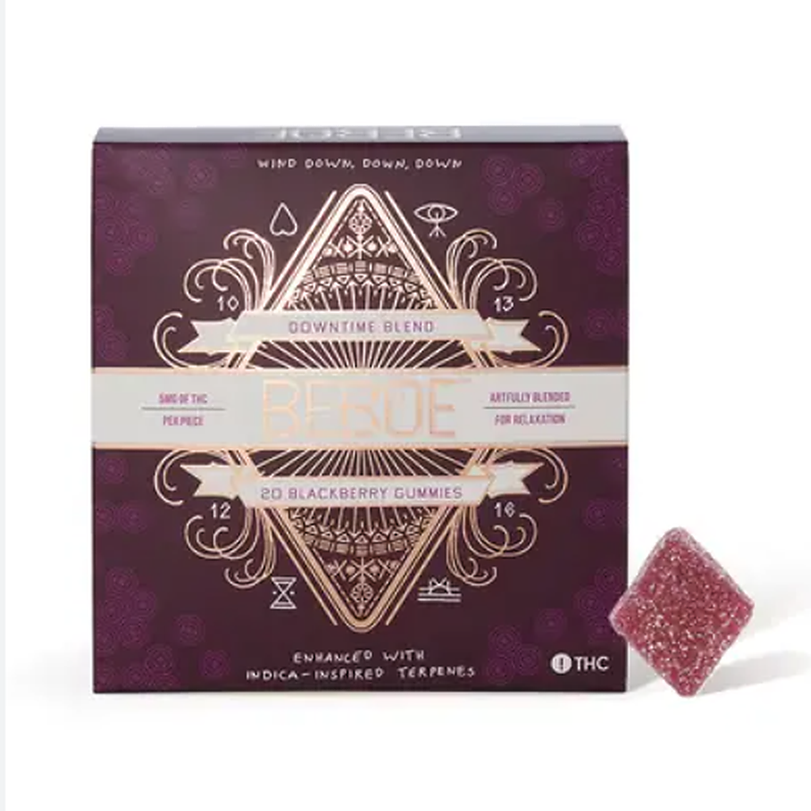 Photograph of product: Beboe Downtime Blackberry 1:1 (TH-oui, CBD) Gummies 20Pk- Oui'd
