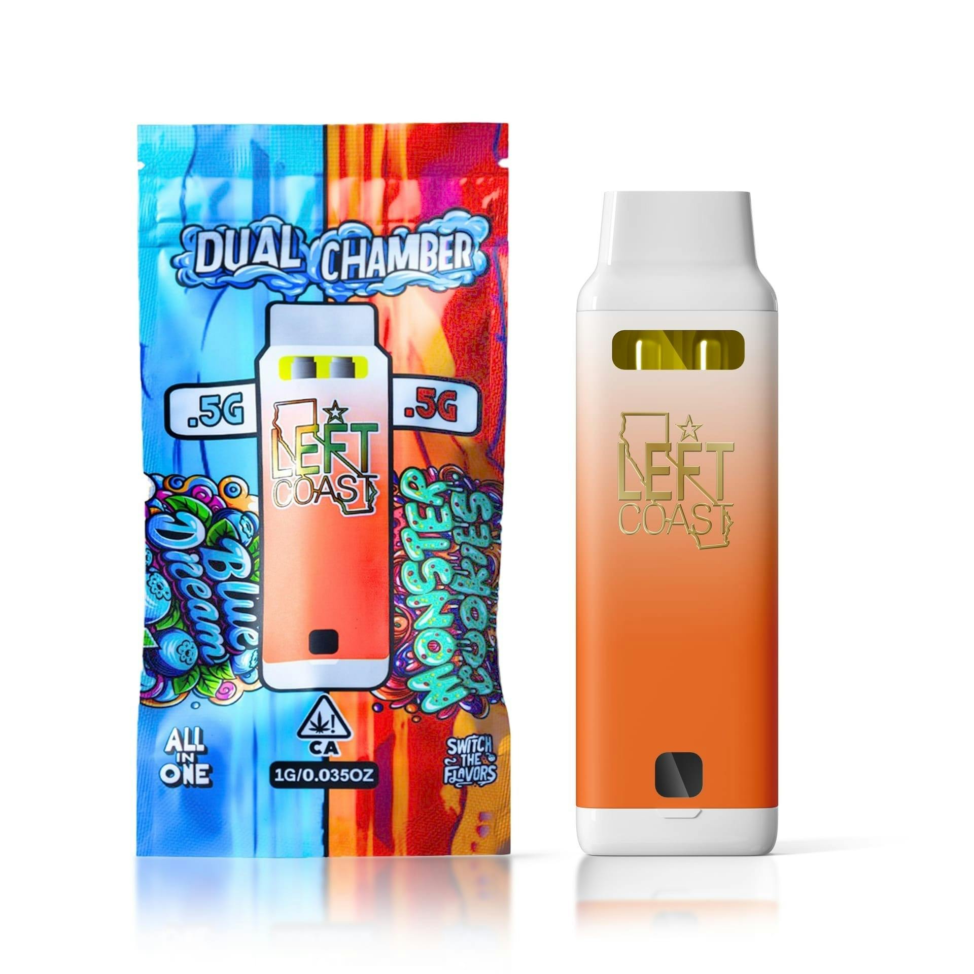 Photograph of product: Left Coast - Blue Dream x Monster Cookies (Dual Chamber) All-In-One Vape 1g