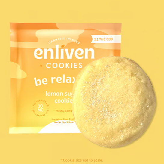 Photograph of product: Enliven Lemon Sugar 1:1 TH-oui/CBD Cookie 10mg 1pk