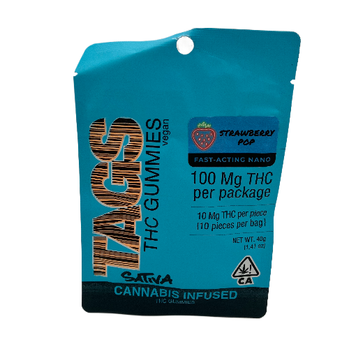 Photograph of product: TAGS Strawberry Pop Oui'd Gummies 100mg