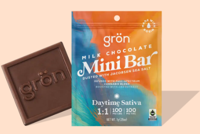 Photograph of product: E103 | Gron | Milk Chocolate Mini Bar | Daytime Oui'd | 100mg | 1:1 CBG:TH-oui
