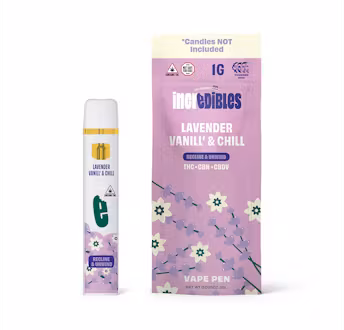 Photograph of Product: THC/CBDV/CBN Lavender Vanilla Disposable Vape | 1g