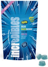 Photograph of Product: Sour Blue Razzberry | 1:1 | THC:CBG | 100mg Gummies (10pk)