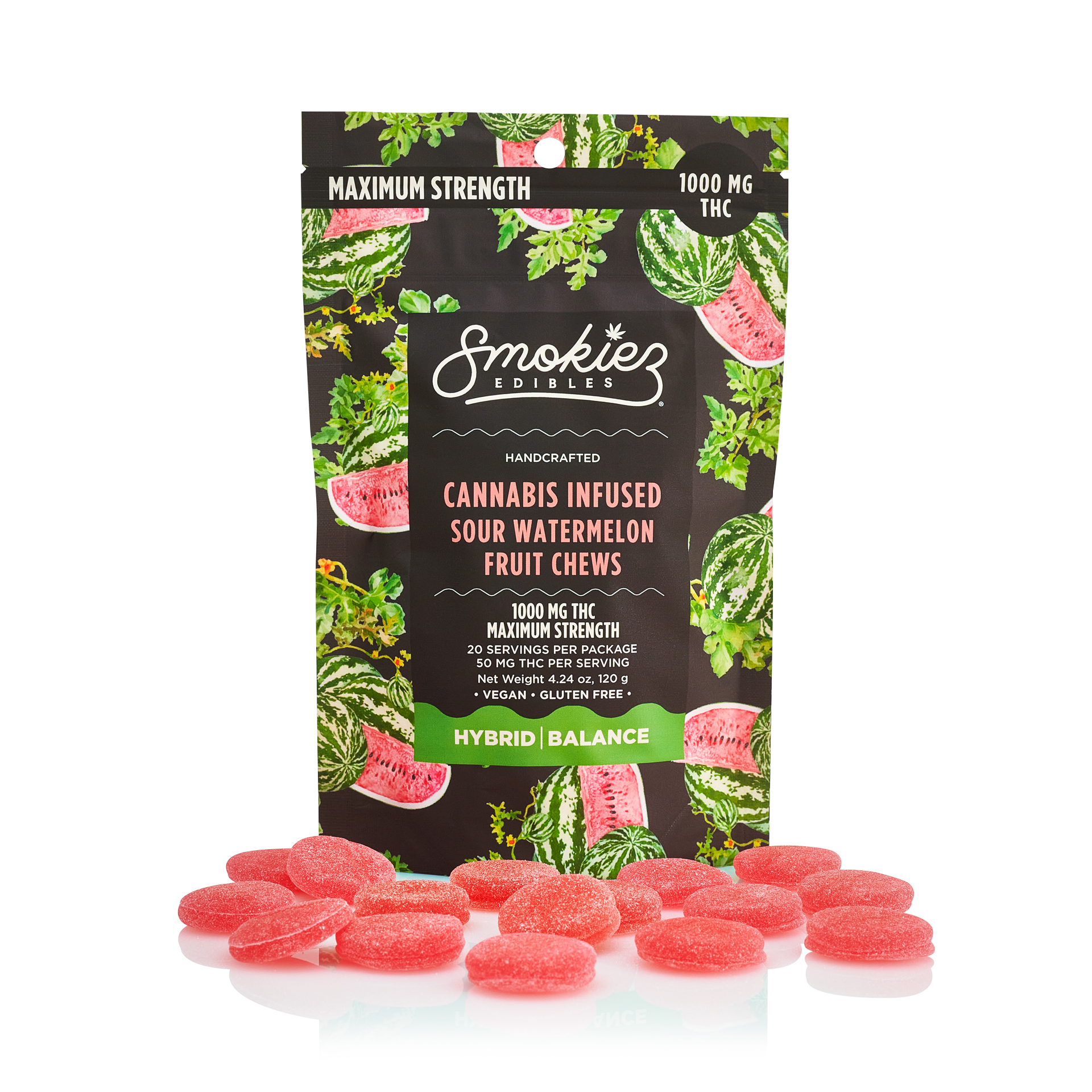 Photograph of product: Smokiez: Watermelon Sour Gummies - 20 Pieces/ (Hybrid)
