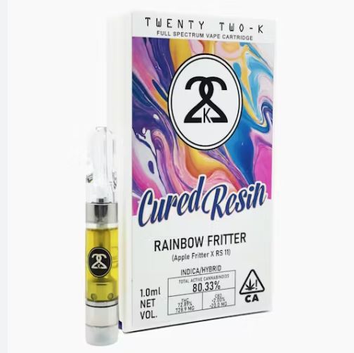 Photograph of product: 22K Cured Resin 1g Cart Rainbow Fritters