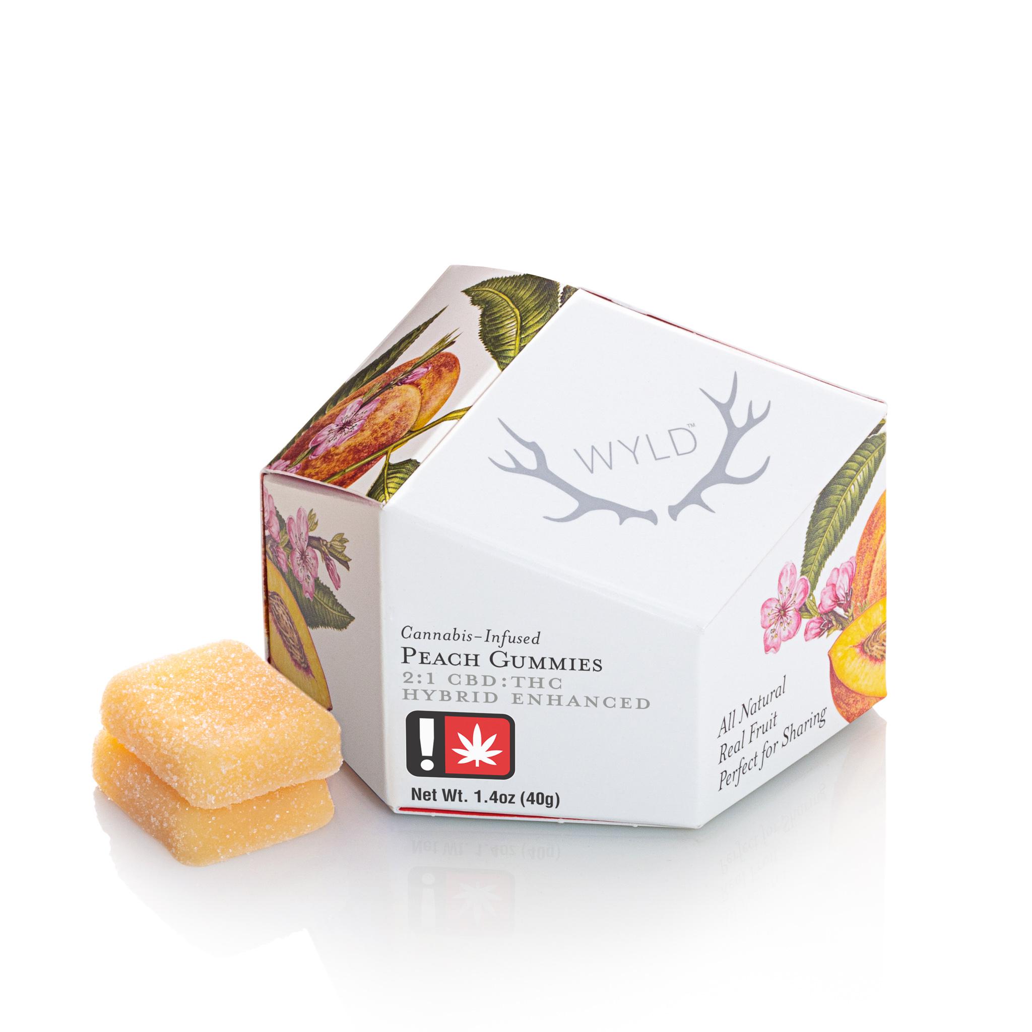 Photograph of product: Wyld Gummies: Peach 2:1 TH-oui:CBD