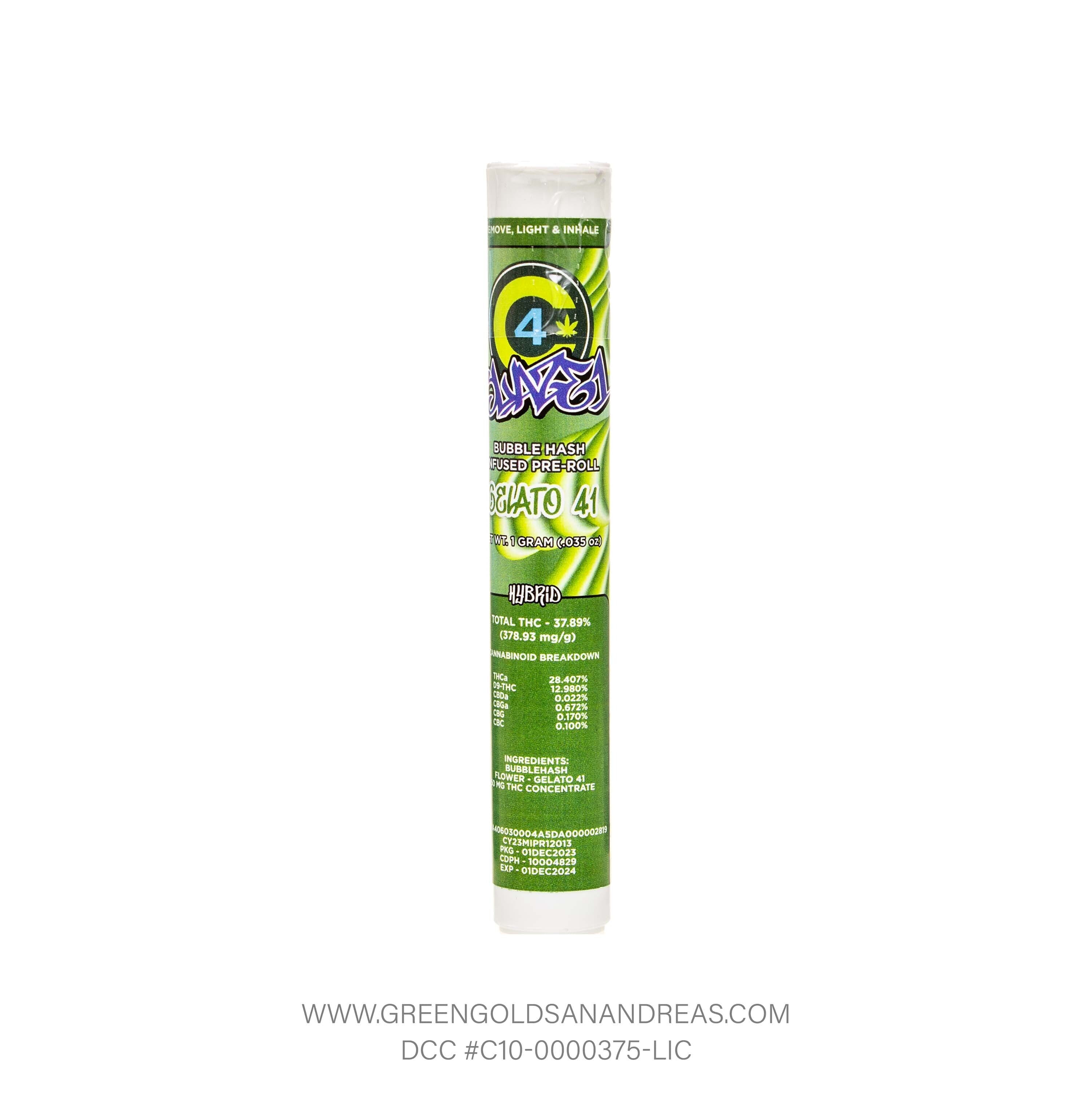 Photograph of product: Blaze 1 | Gelato 41 Bubble au chocolat Infused Pre-roll (1g)
