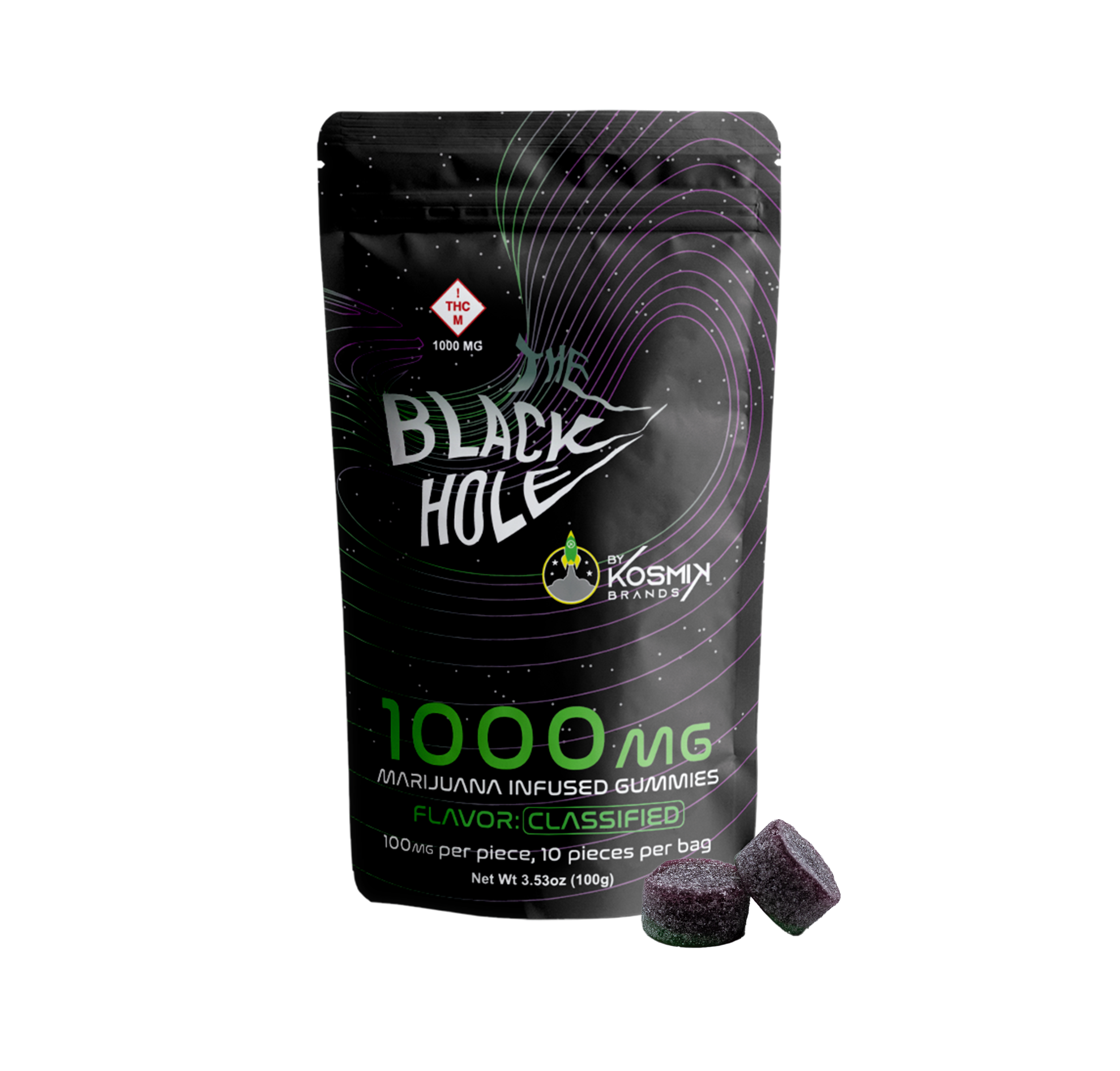 Photograph of product: The Black Hole Green Blackberry & Cream Gummies 1000mg