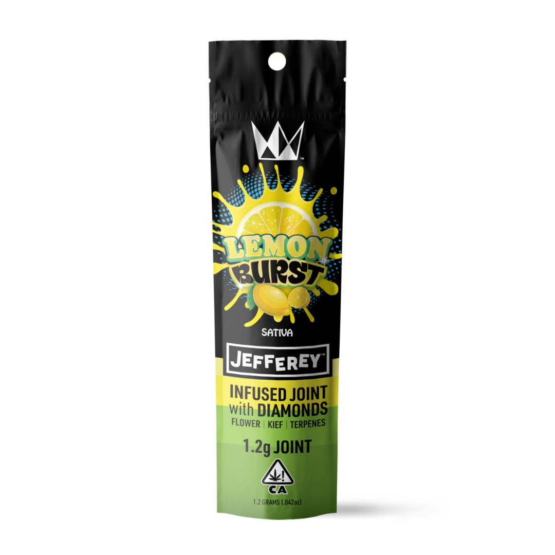 Photograph of product: West Coast Cure x Jefferey - Lemon Burst (Sativa) Diamond Infused Preroll 1.2g