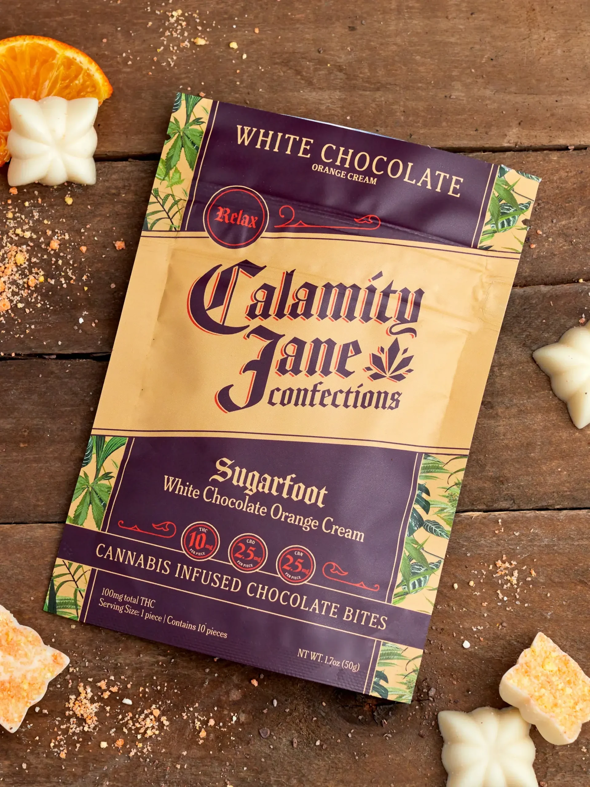 Photograph of product: Calamity Jane | Sugarfoot | White Chocolate Orange Cream | 100mg