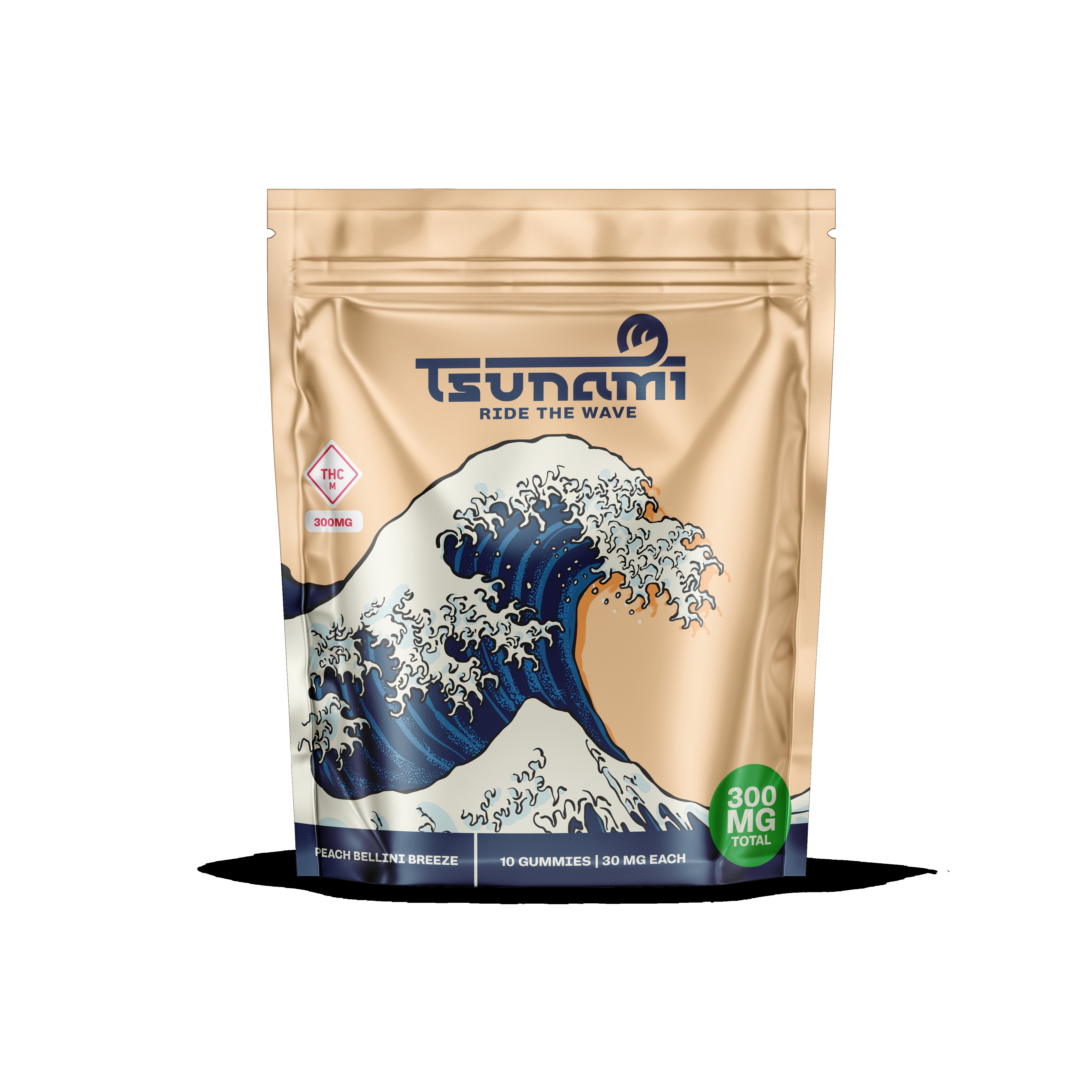 Photograph of product: TSUNAMI 300MG PEACH BELLINI BREEZE GUMMIES