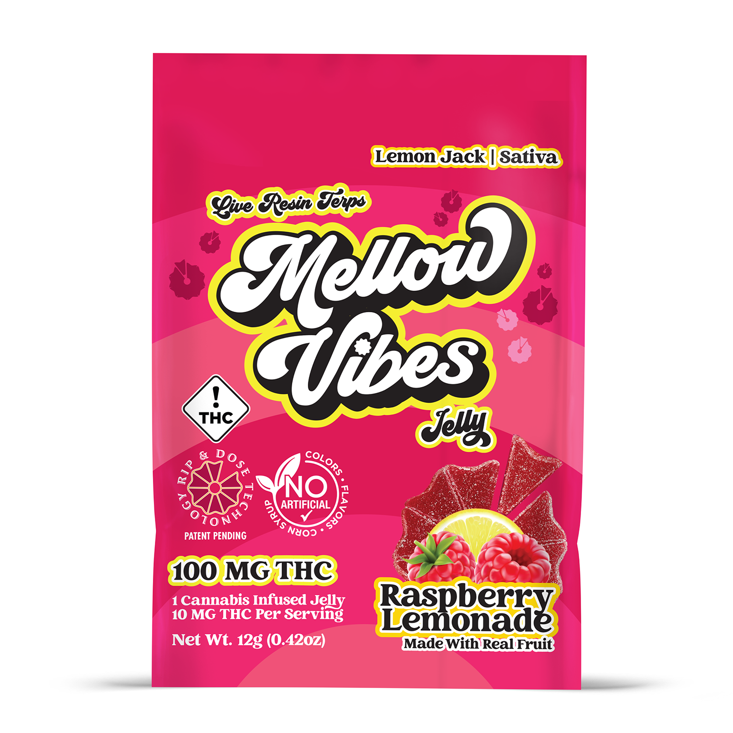 Photograph of product: Mellow Vibes Raspberry Lemonade Jelly 100mg