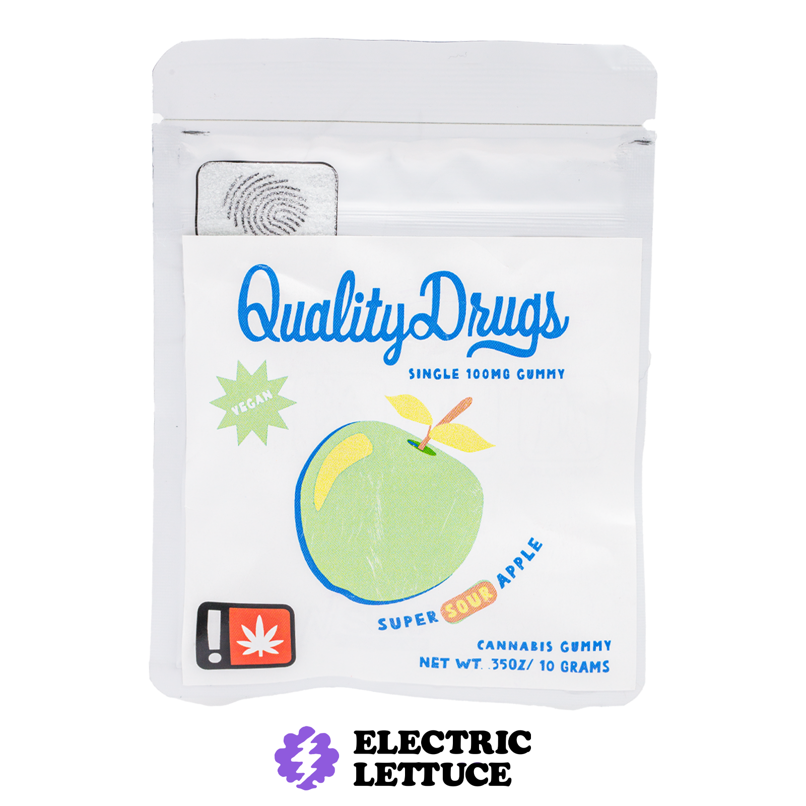 Photograph of product: Quality Drugs Super Sour Apple Single Gummy 100mg