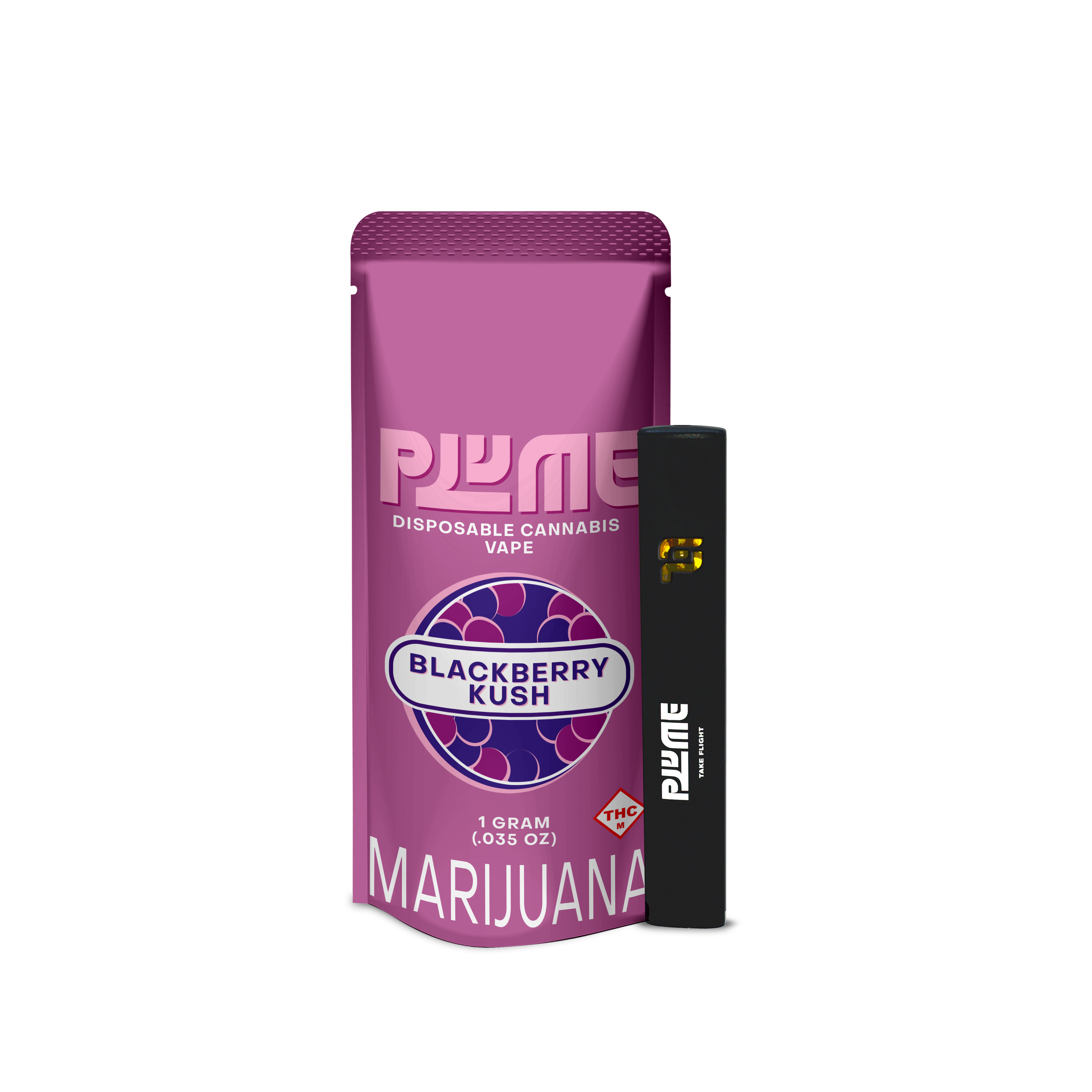 Photograph of product: Blackberry Kush - Plume - 1g Disposable Vape Pen